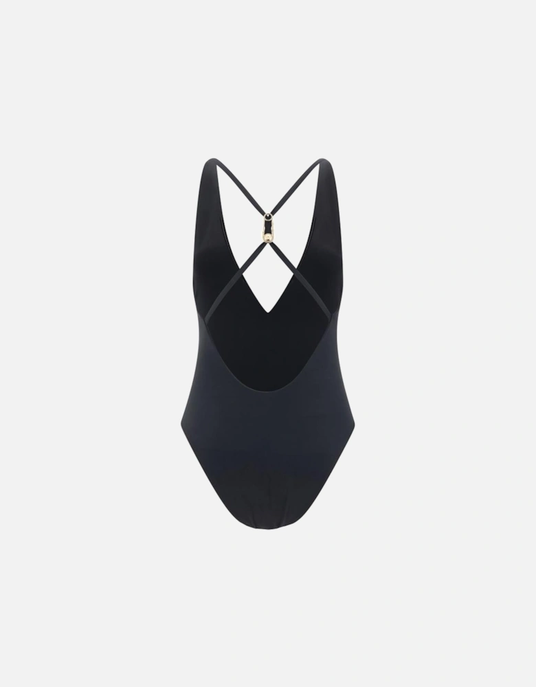 Safety Pin One Piece Swimsuit with Medusa Detail Women - Black