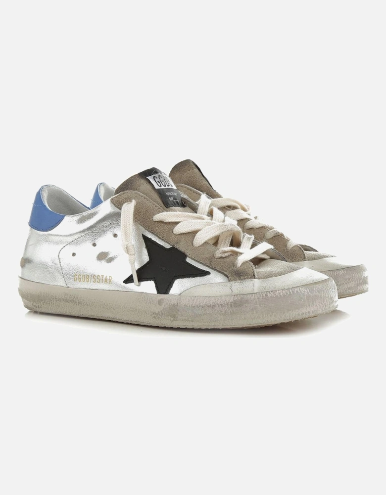 Silver Patent Calfskin Sneakers with Suede Tongue Women - Gray