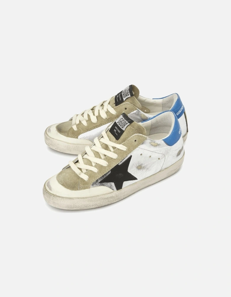 Silver Patent Calfskin Sneakers with Suede Tongue Women - Gray