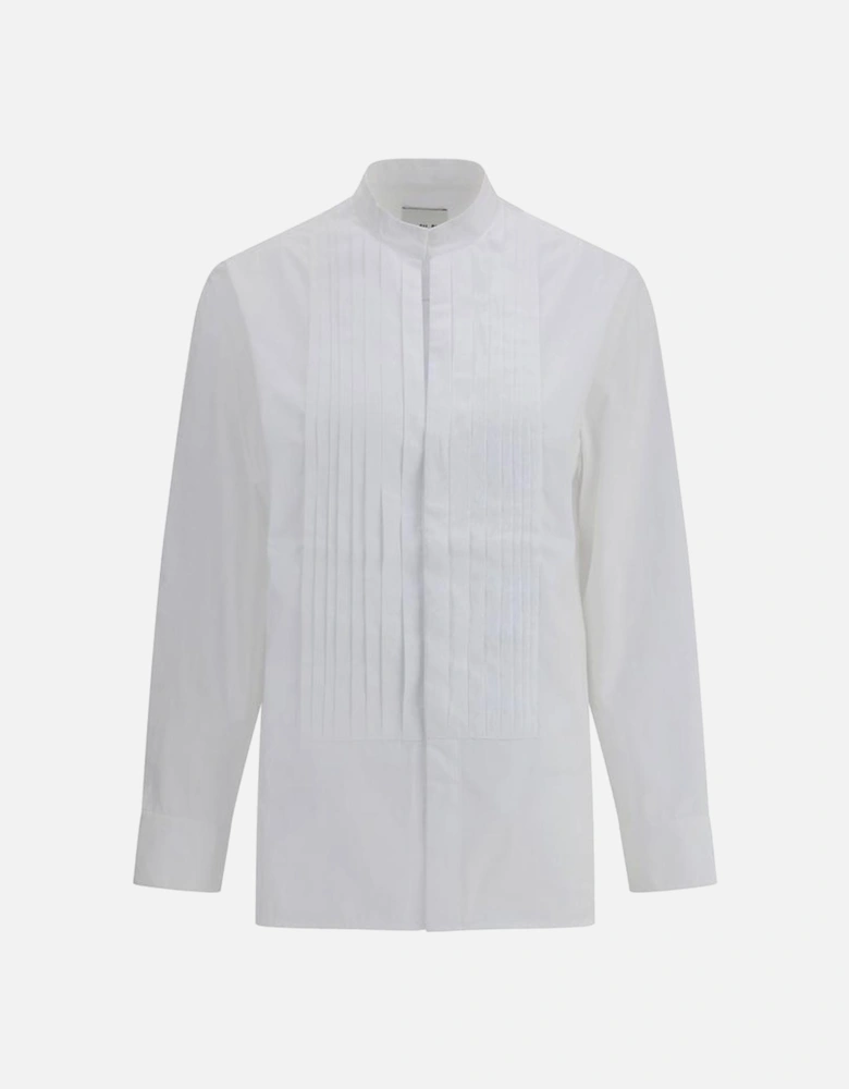 Petra Tuxedo Shirt with Mandarin Collar Women - White