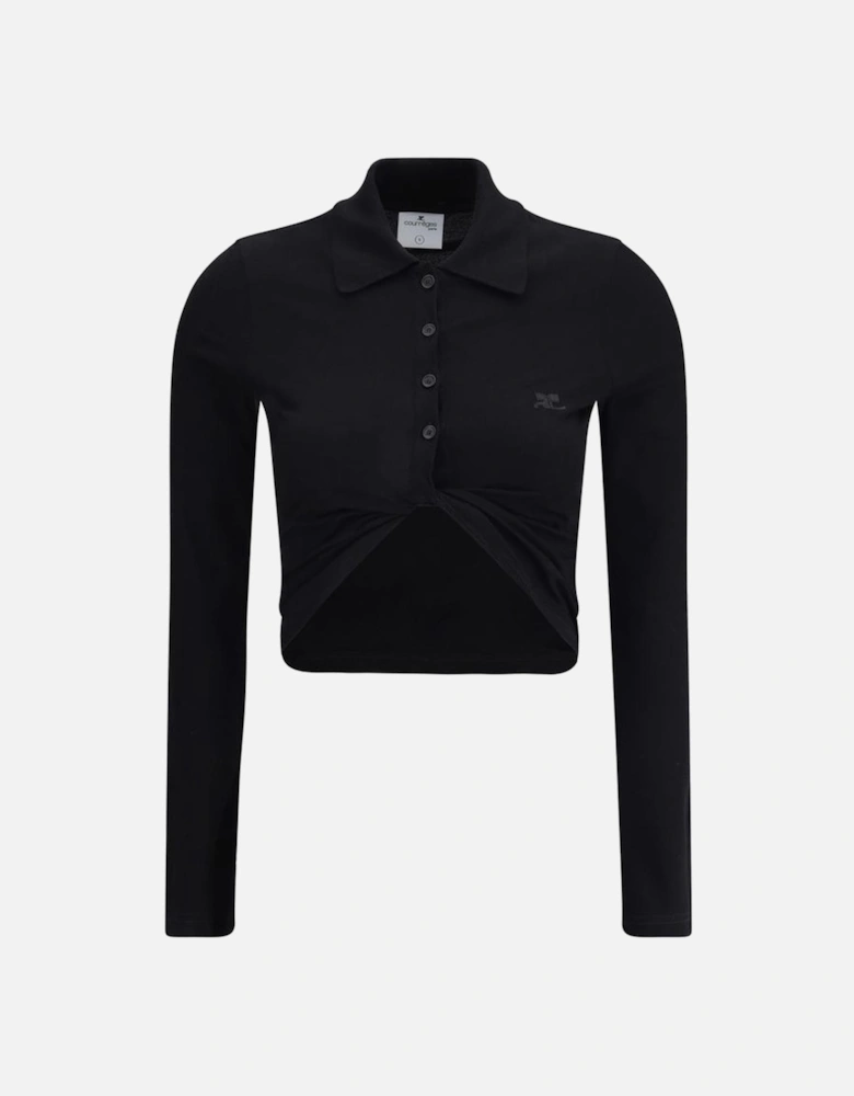 Polo Shirt with Twisted Detail Women - Black Polo Shirts