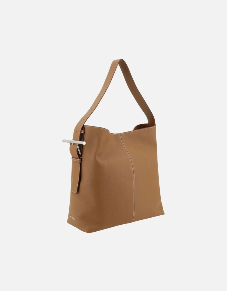 T-Bar Sling Leather Shoulder Bag Women - Beige