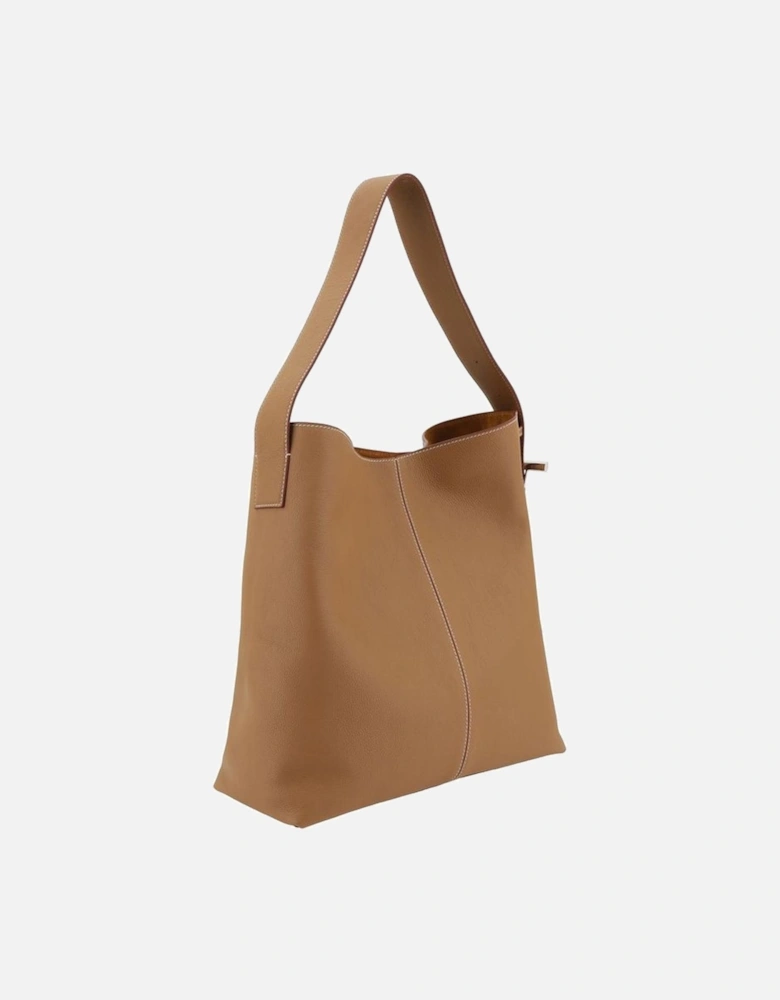 T-Bar Sling Leather Shoulder Bag Women - Beige
