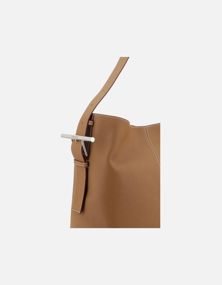 T-Bar Sling Leather Shoulder Bag Women - Beige