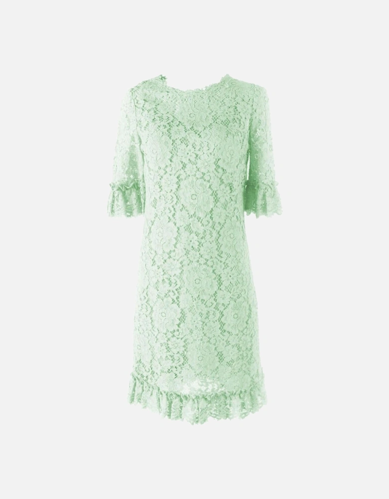 Lace and Floral Embroidered Tulle Short Dress Women - Green Dresses