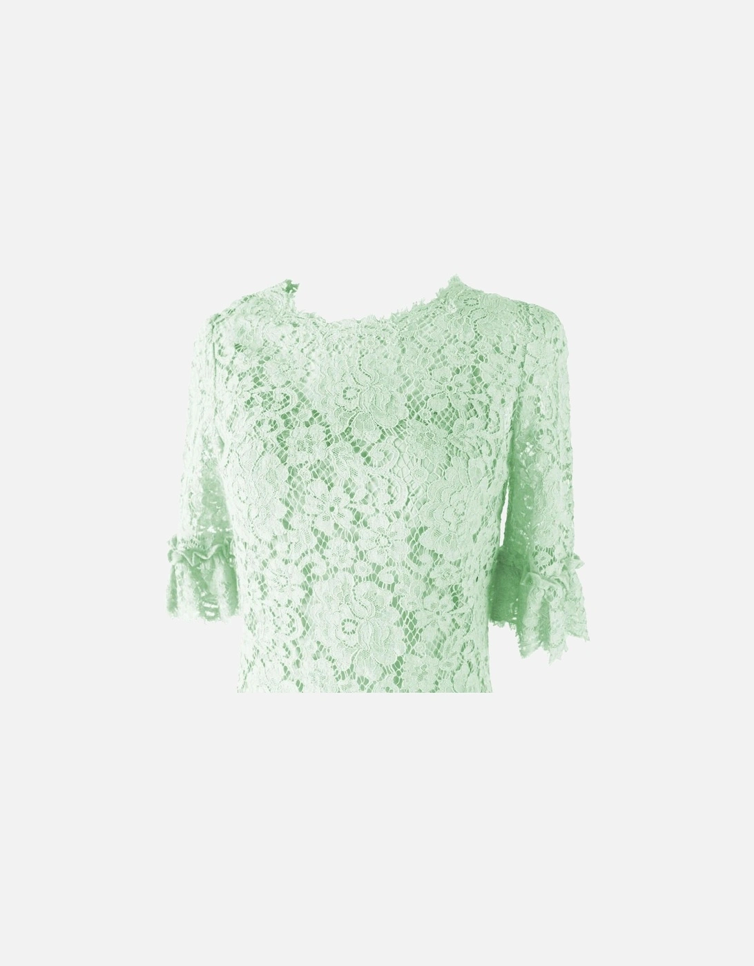 Lace and Floral Embroidered Tulle Short Dress Women - Green Dresses, 4 of 3
