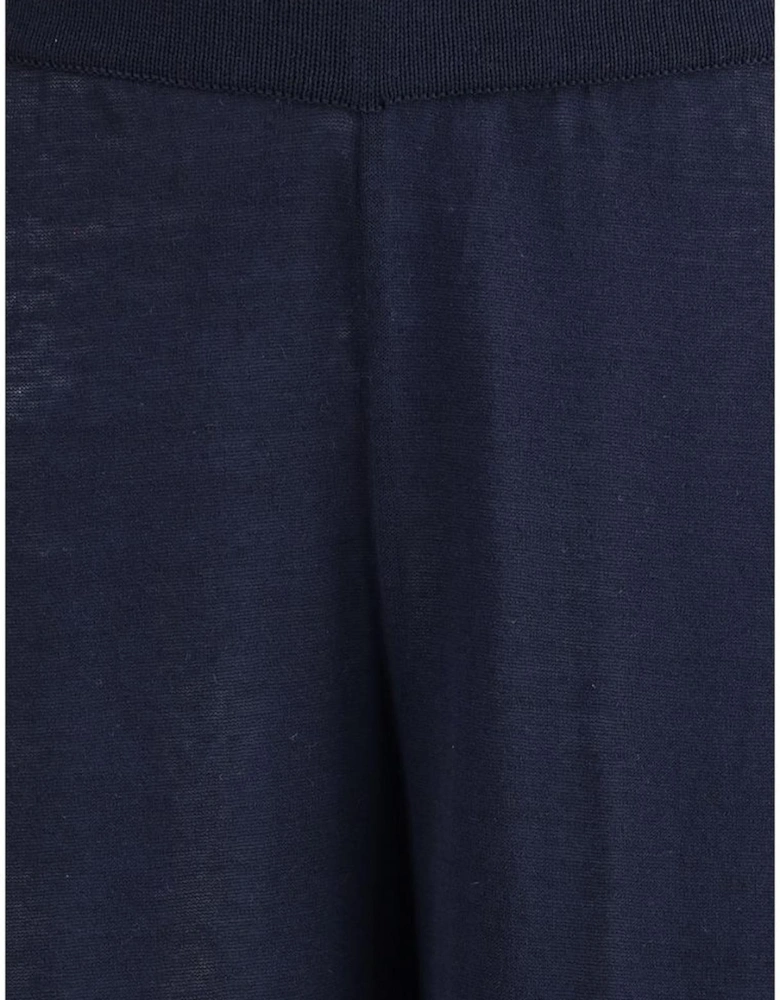 Wide Leg Linen Pants with Elastic Waistband Women - Blue Jeans