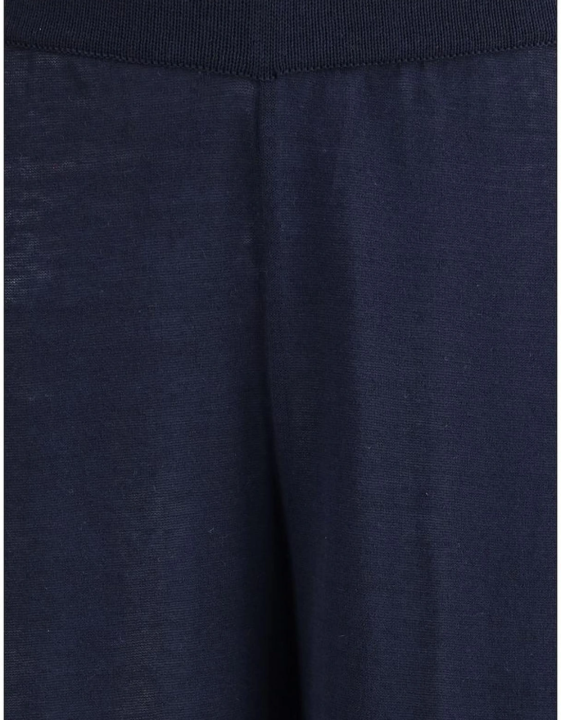 Wide Leg Linen Pants with Elastic Waistband Women - Blue Jeans