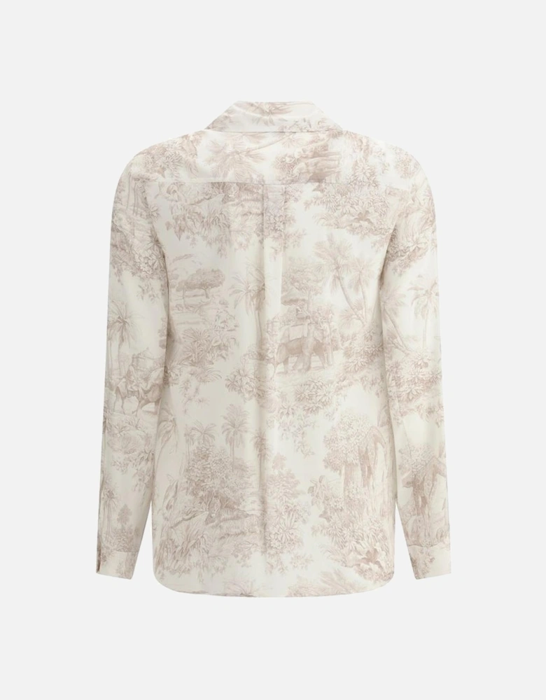 Silk Shirt with Toile de Jouy Print Women - White