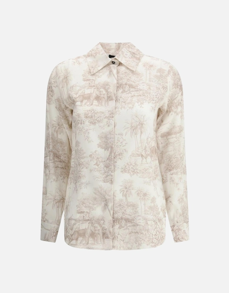 Silk Shirt with Toile de Jouy Print Women - White