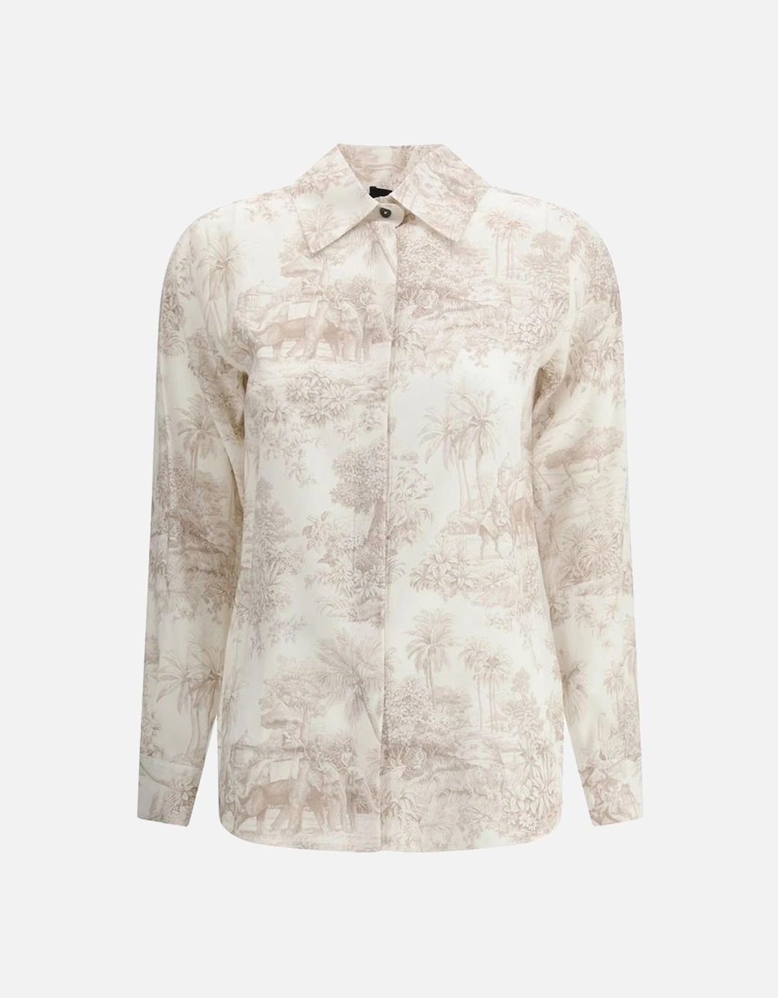 Silk Shirt with Toile de Jouy Print Women - White, 4 of 3