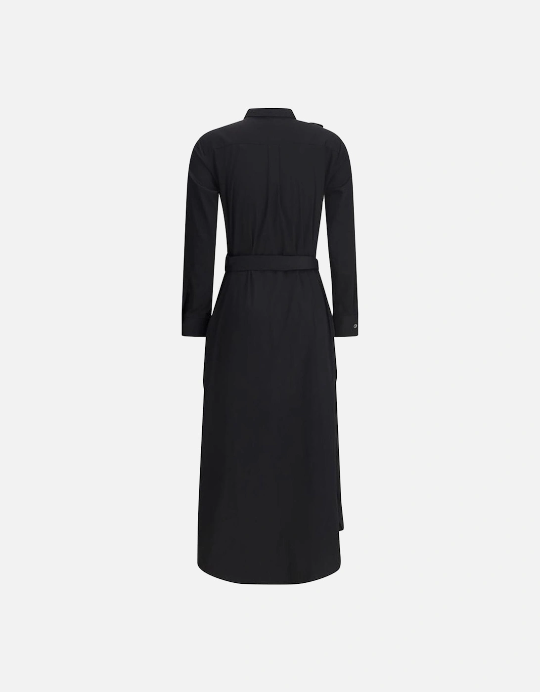 Long Chemisier Dress with Patch Pockets Women - Black Dresses