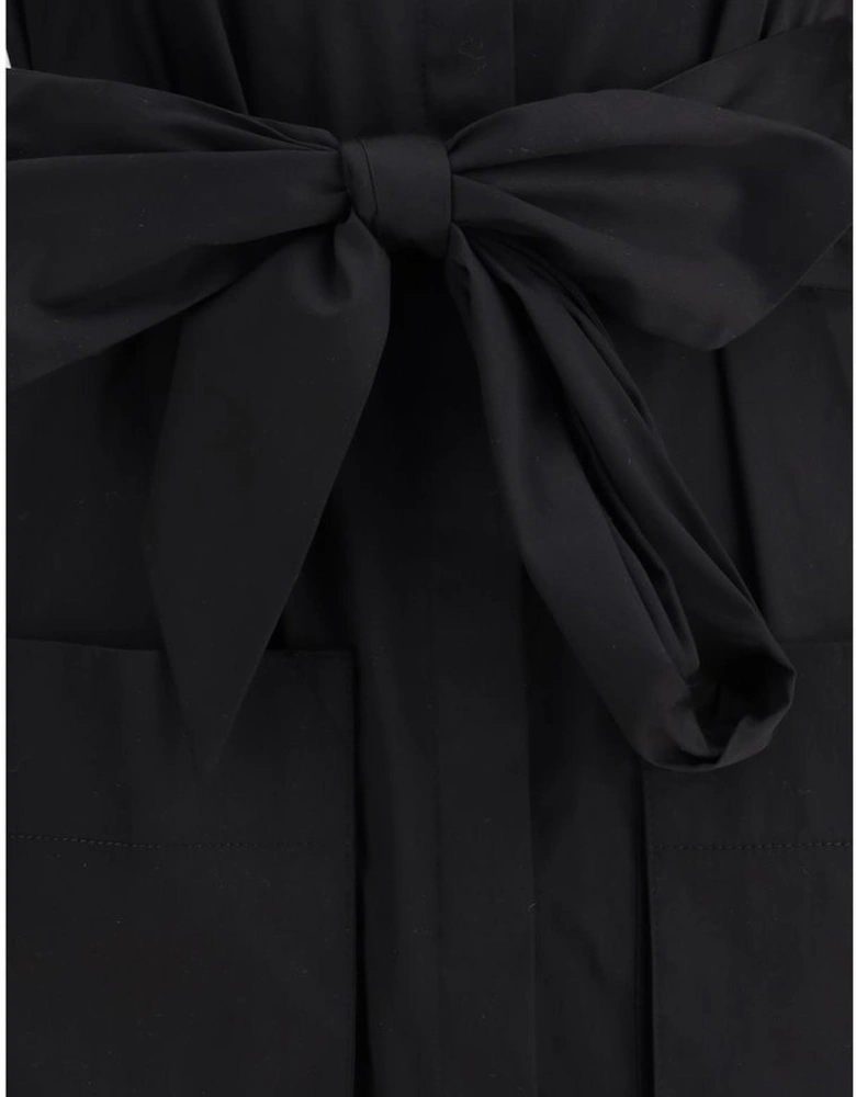 Long Chemisier Dress with Patch Pockets Women - Black Dresses