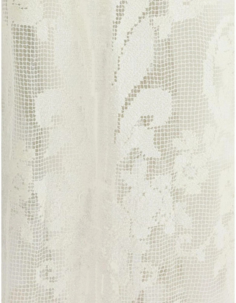 Crocheted Long Jacket with Knotted Velvet Ribbon Women - White Jackets