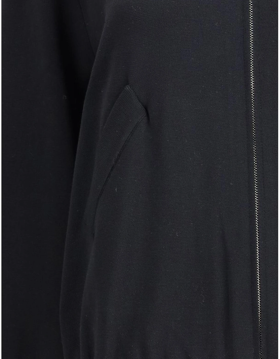 Ribbed Collar Bomber Jacket with Front Zipper Closure Women - Black