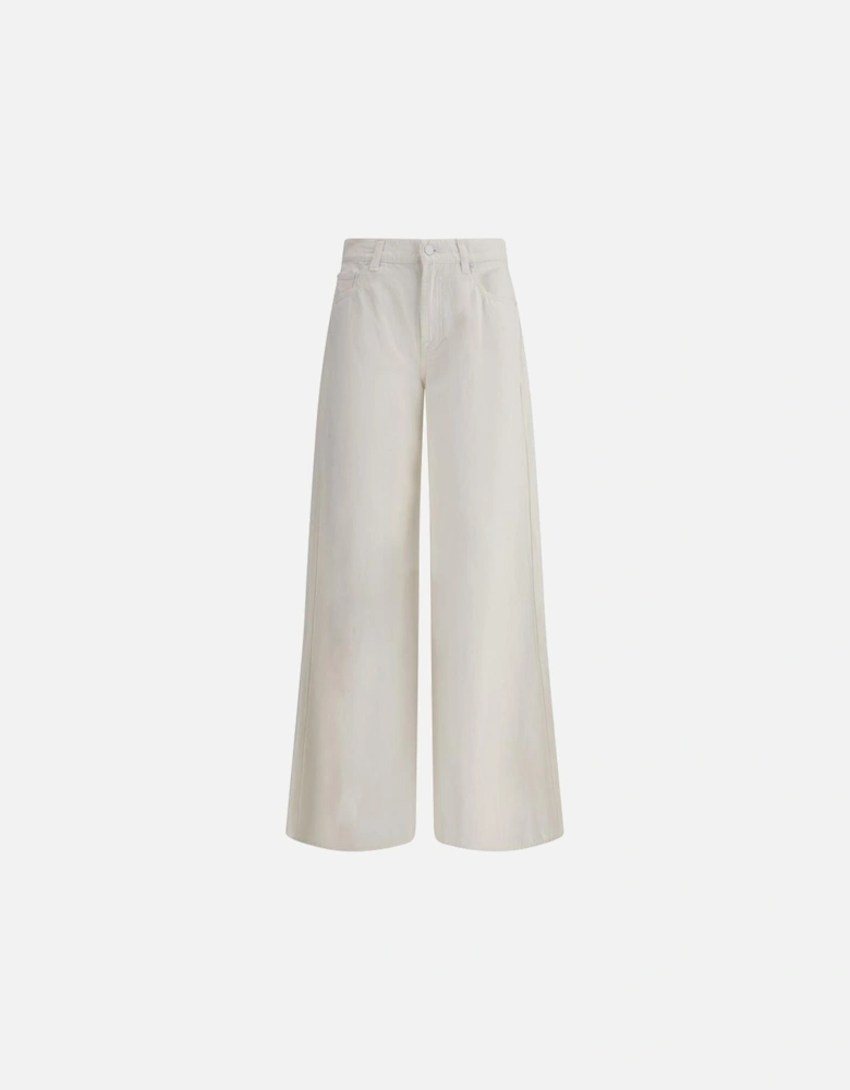 High Waist Wide Leg Linen Pants Women - White Jeans