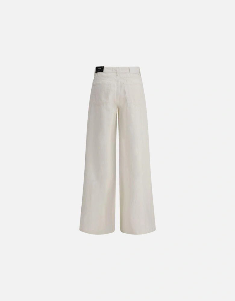 High Waist Wide Leg Linen Pants Women - White Jeans