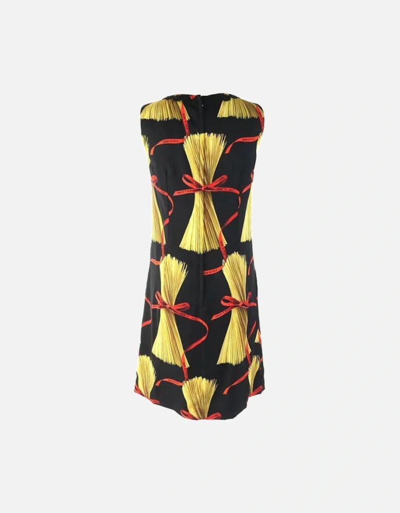 Silk Blend Sleeveless Dress with Spaghetti Print Women - Black Dresses