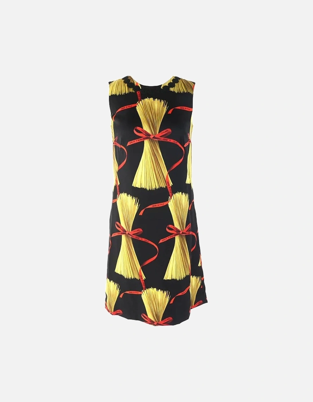 Silk Blend Sleeveless Dress with Spaghetti Print Women - Black Dresses, 5 of 4