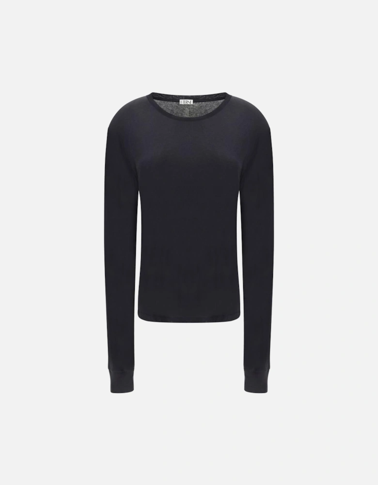 Cotton Boyfriend Long Sleeve Jersey Women - Black T-Shirts