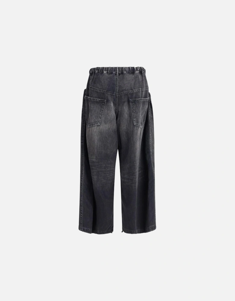 Baggy Cotton Jeans with Elasticated Waistband Women - Black Jeans