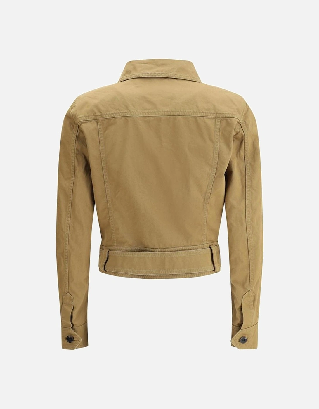 Cropped Belted Cotton Jacket Women - Brown Jackets