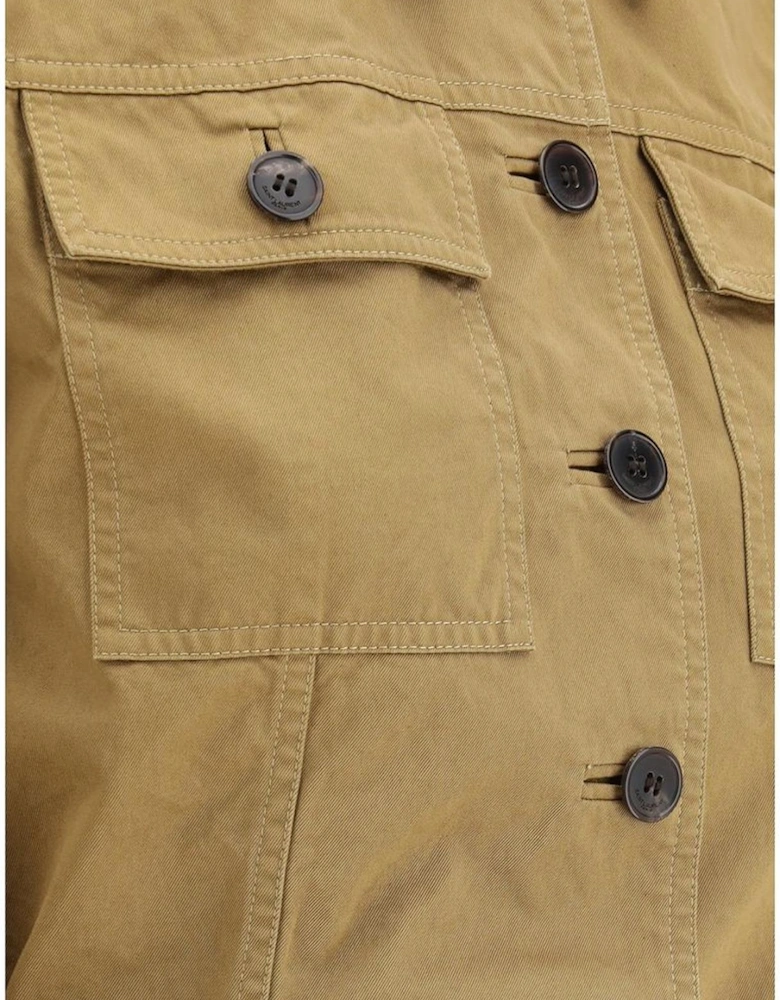 Cropped Belted Cotton Jacket Women - Brown Jackets