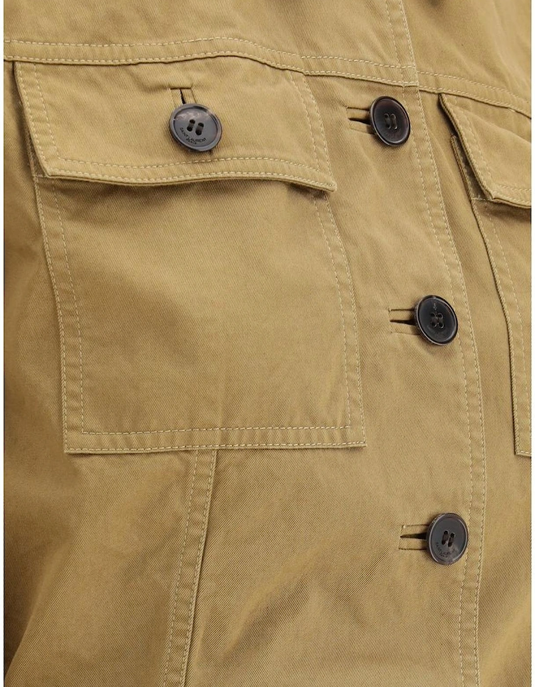Cropped Belted Cotton Jacket Women - Brown Jackets