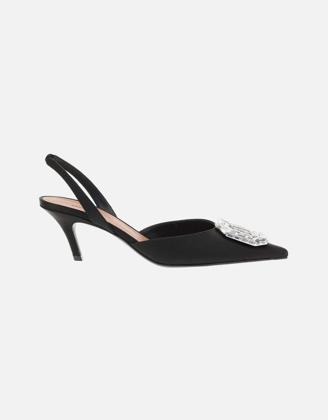 Silk Satin Embellished Camelia Slingback Pumps Women - Black, 5 of 4