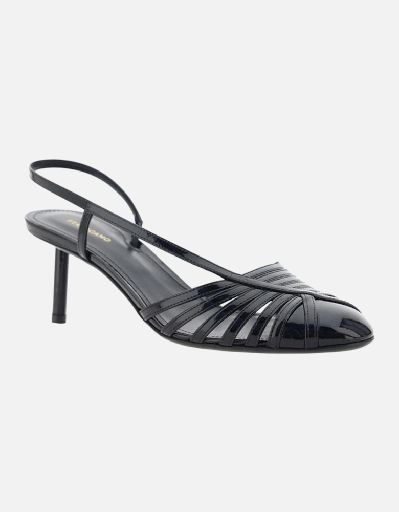 Leather Detailed Patent Stiletto Pumps Women - Black