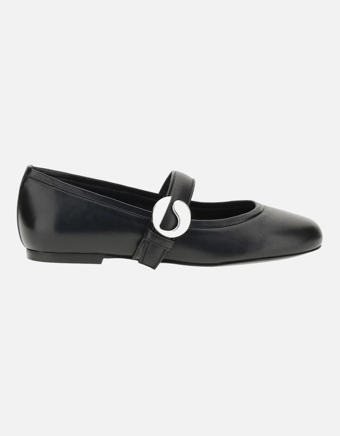 Leather Ballet Flats with Buckle Closure Women - Black, 5 of 4