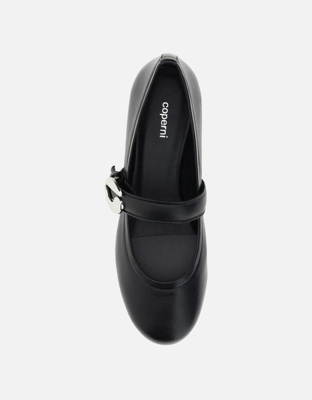 Leather Ballet Flats with Buckle Closure Women - Black