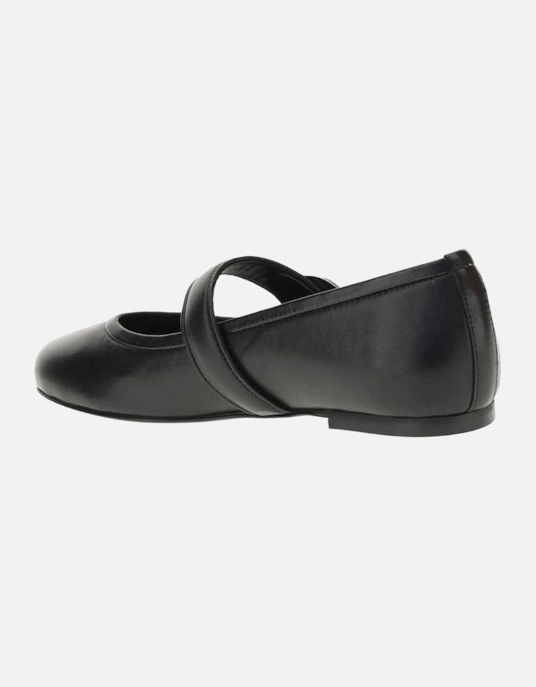 Leather Ballet Flats with Buckle Closure Women - Black