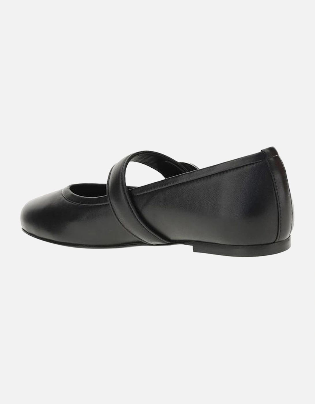 Leather Ballet Flats with Buckle Closure Women - Black