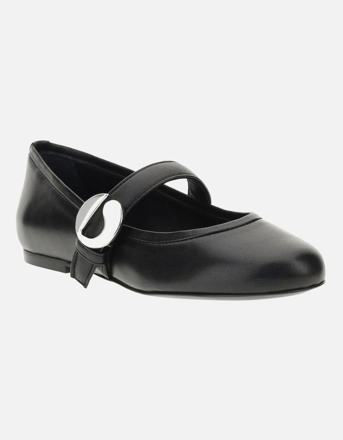 Leather Ballet Flats with Buckle Closure Women - Black