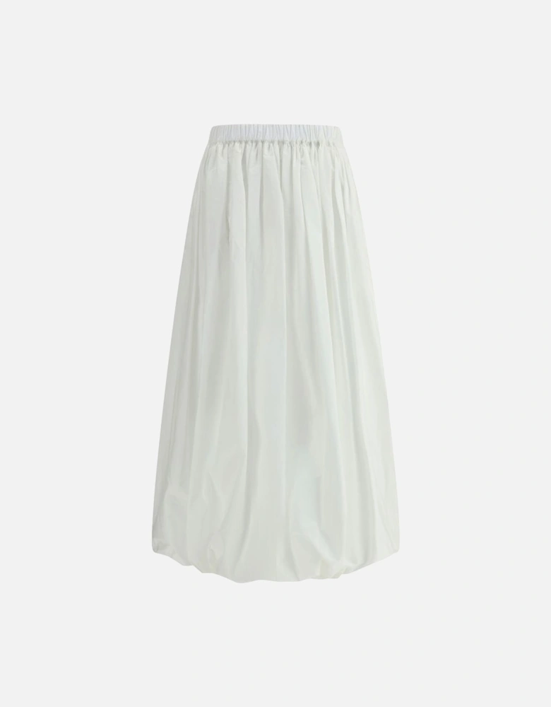 Cotton Balloon Skirt with Drawstring Hem Women - White