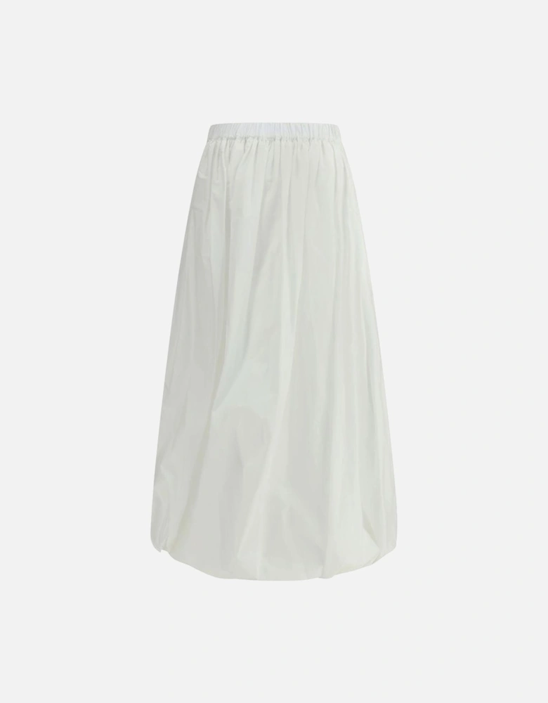 Cotton Balloon Skirt with Drawstring Hem Women - White