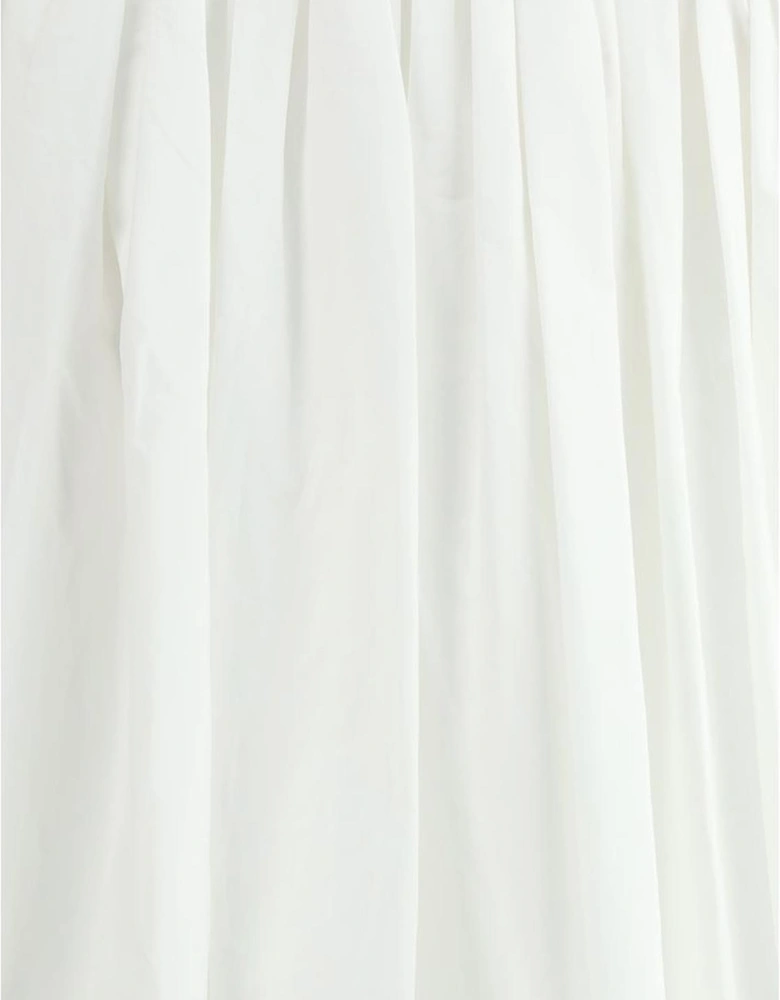 Cotton Balloon Skirt with Drawstring Hem Women - White