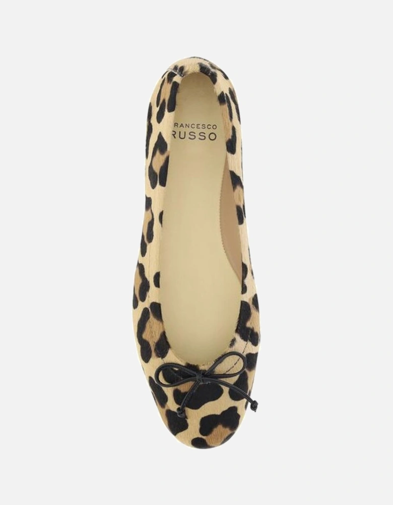 Leopard-Print Pony Skin Ballerinas with Bow Women - Multicolor Flats