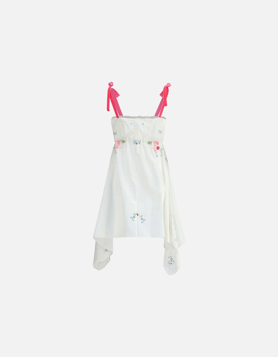 Asymmetrical Velvet Strap Floral Dress Women - White Dresses