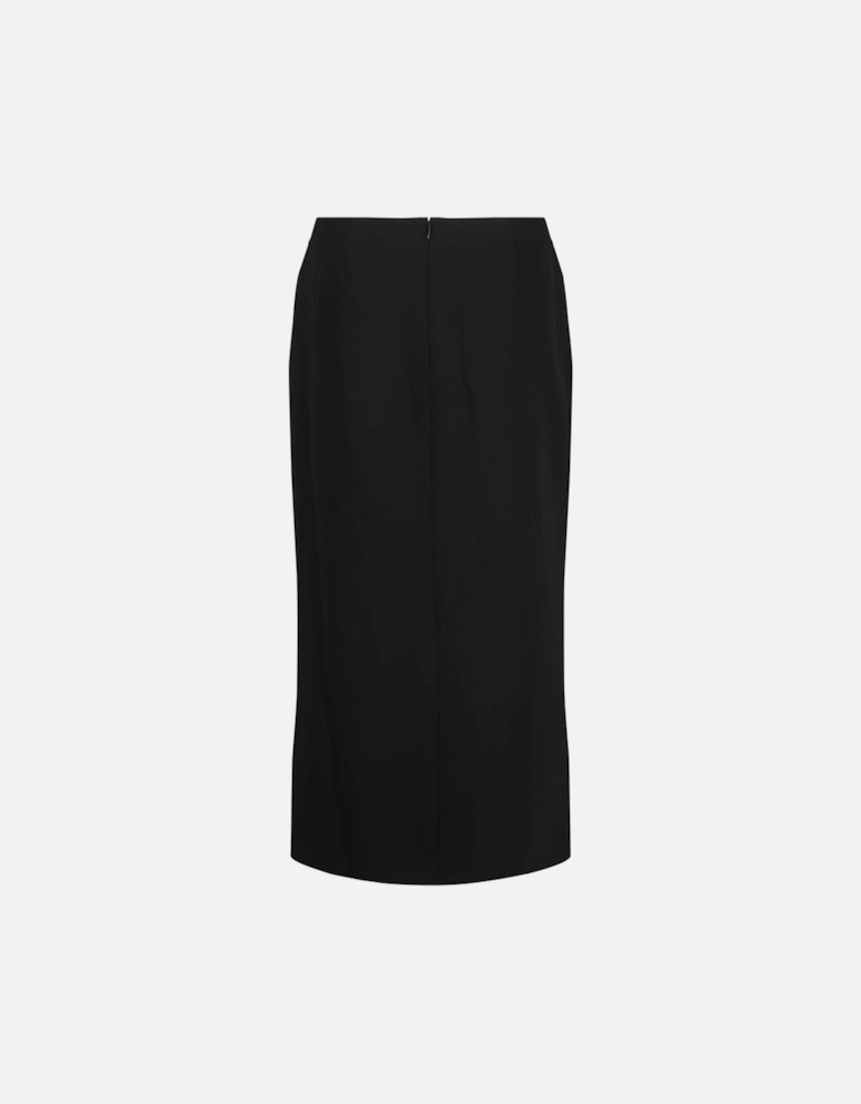 Virgin Wool Midi Skirt with Patch Pockets Women - Black