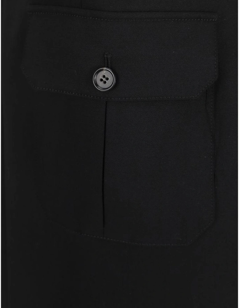 Virgin Wool Midi Skirt with Patch Pockets Women - Black