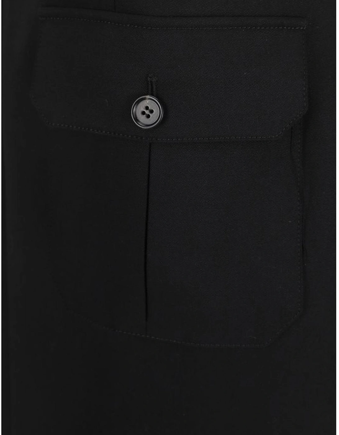 Virgin Wool Midi Skirt with Patch Pockets Women - Black