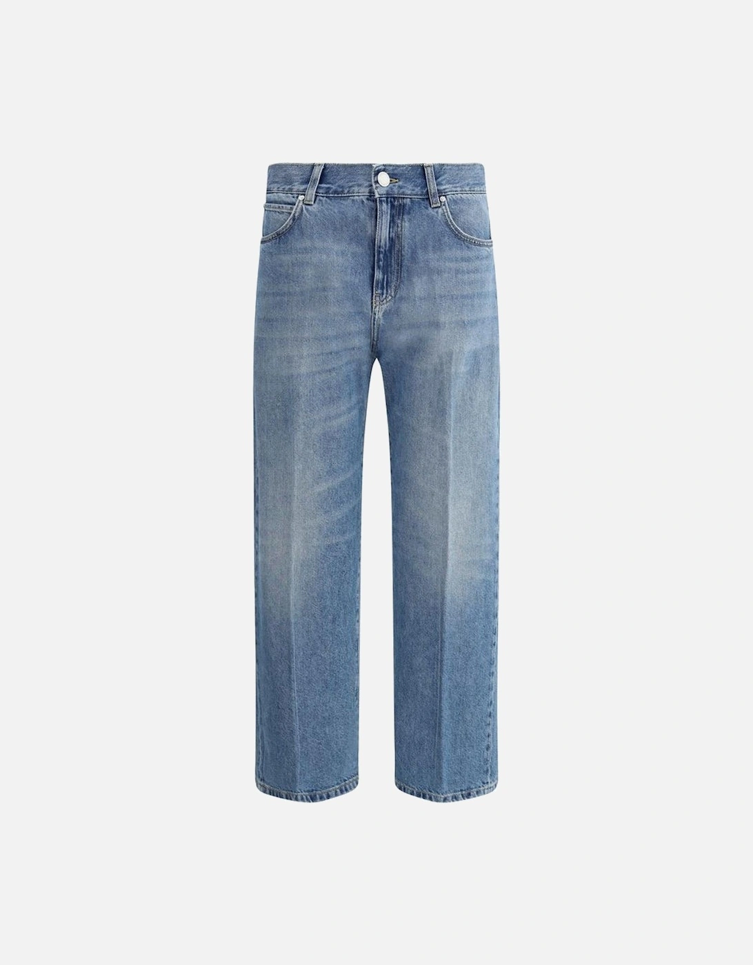Wide-Leg Cotton Jeans with Side Slits Women - Blue Jeans, 4 of 3