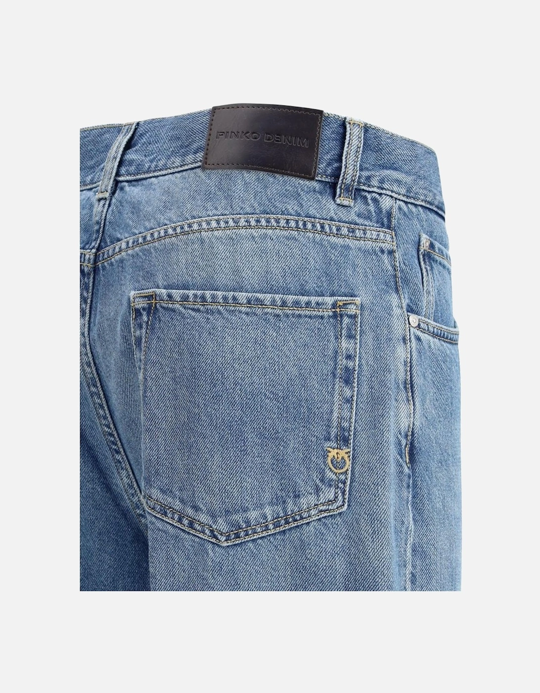 Wide-Leg Cotton Jeans with Side Slits Women - Blue Jeans