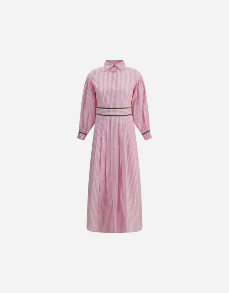 Striped Chemisier Dress with Corduroy Detailing Women - Multicolor