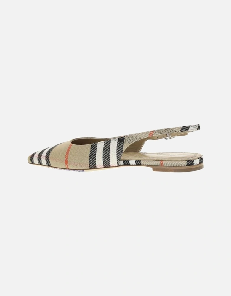 Check Slingback Ballerinas with B-shaped Buckle Strap Women -