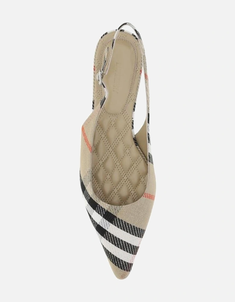 Check Slingback Ballerinas with B-shaped Buckle Strap Women -