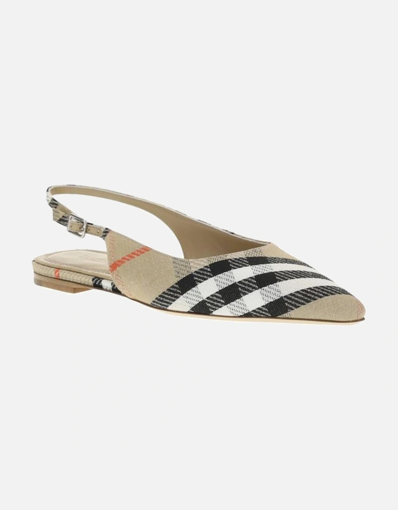 Check Slingback Ballerinas with B-shaped Buckle Strap Women -
