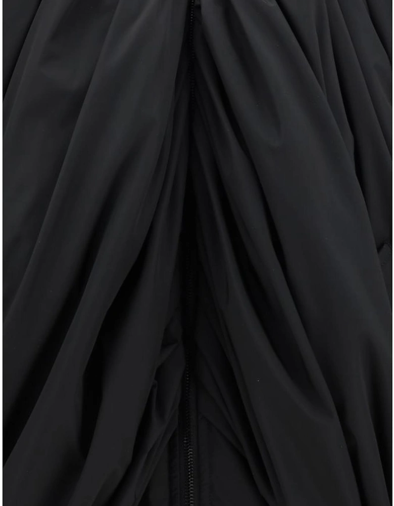 Oversized Bomber Jacket with Ribbed Fleece Collar Women - Black